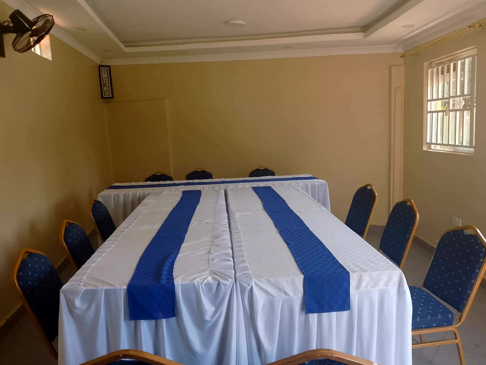 Conference room at LeGladje Resort set boardroom-style